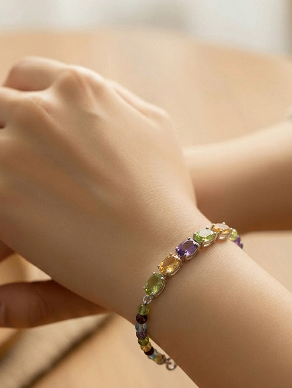 🆕️✨️Karis Multi Gemstone Beaded Bracelet in Platinum Bond 9.65 ctw✨️